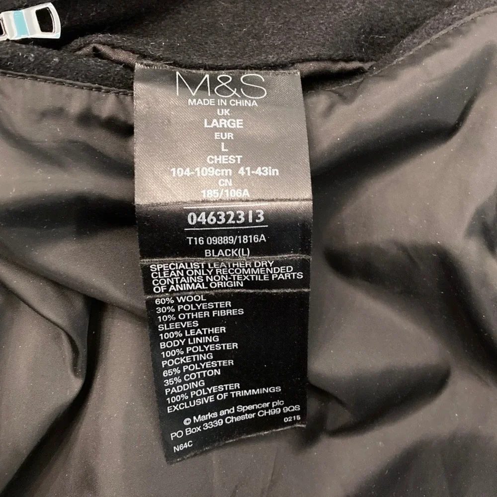 Marks & Spencer Autograph Leather Sleeve Wool Letterman Bomber Jacket Mens Large